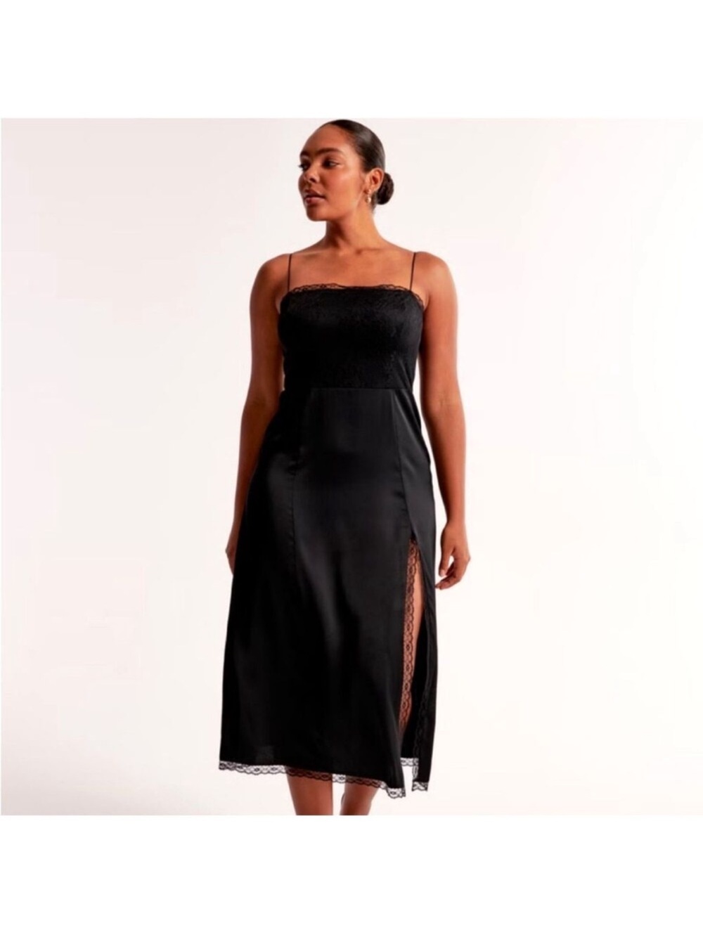 Abercrombie and Fitch Black Lace-Trim Slip Dress Whimsygoth size small New